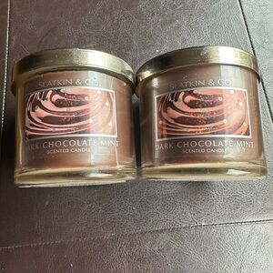 NWT Slatkin & Co. Dark Chocolate & Mint Candle x2 4oz candles